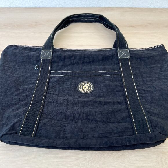 Vintage Early 2000s Kipling Women's Black Large Travel Tote Bag / Minimalist - Picture 16 of 16